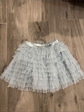 LoveShackFancy Pale Blue Tiered Tulle Skirt